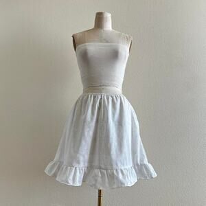 handmade white floral ruffle mini skirt